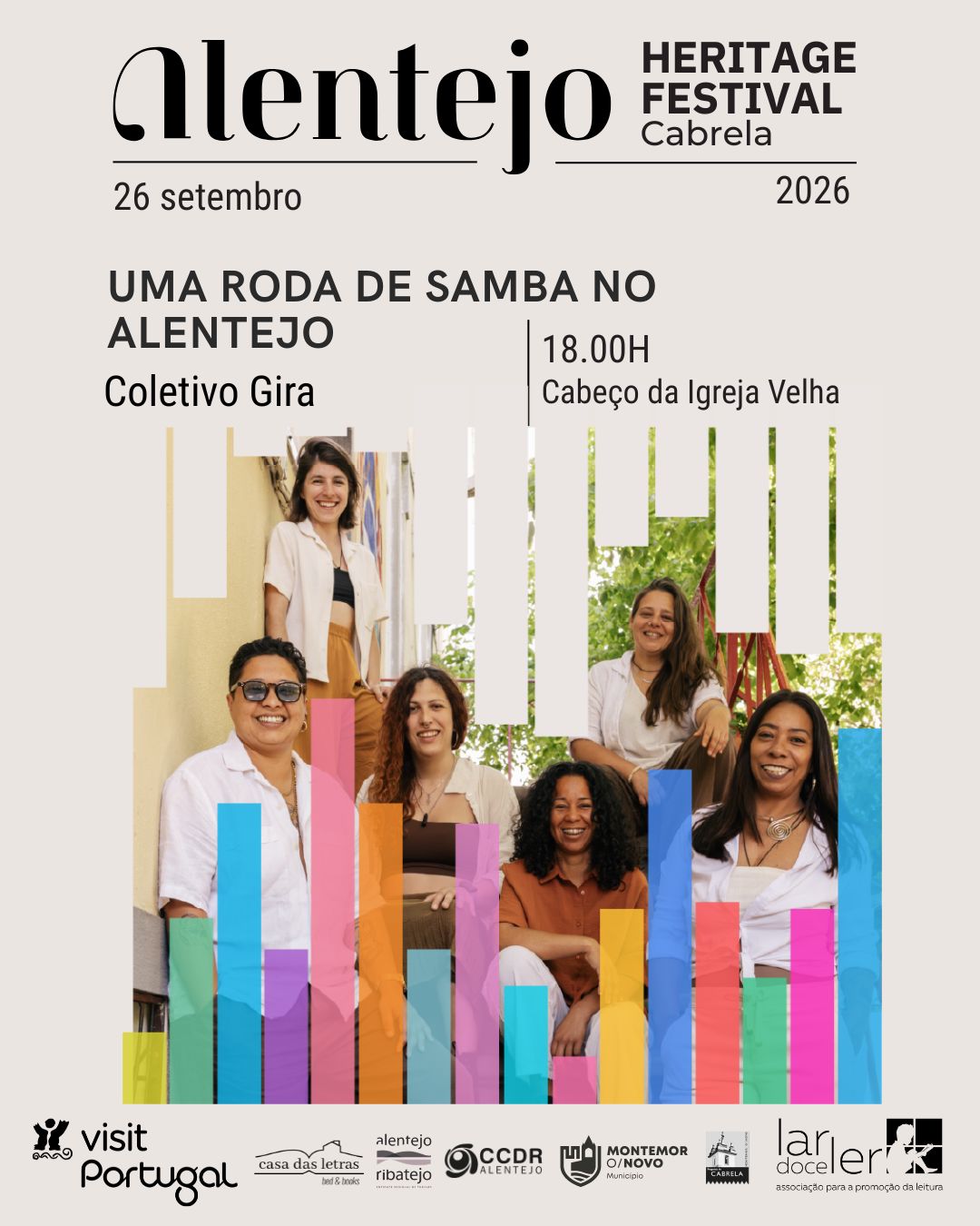 Cartaz de Uma Roda de Samba no Alentejo, com o Coletivo Gira.